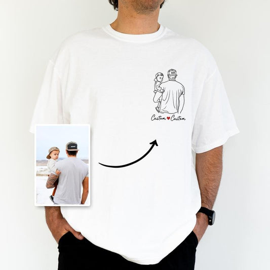 ChicCotton Custom Dad Shirt Portrait From Photo Comfort Colors Graphic Tee, Custom Name Son And Dad T-shirt For Men, Father's Day Gift 2025
