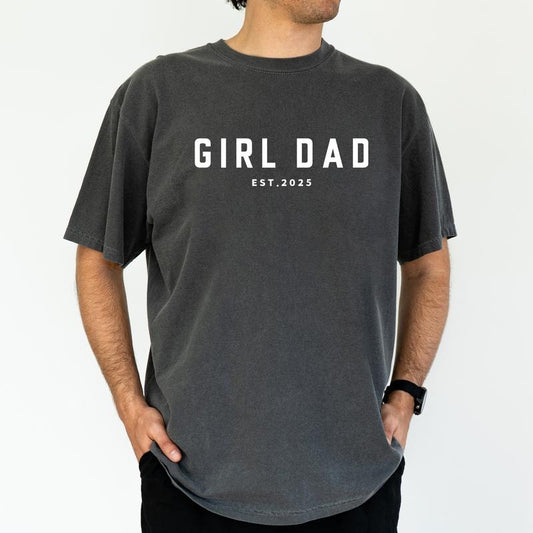 ChicCotton Custom Girl Dad Est Comfort Colors Graphic Tee, Custom Dad Of Boy T-shirt For Men, New Dad Tee, Personalized Father's Day Gifts For Husband