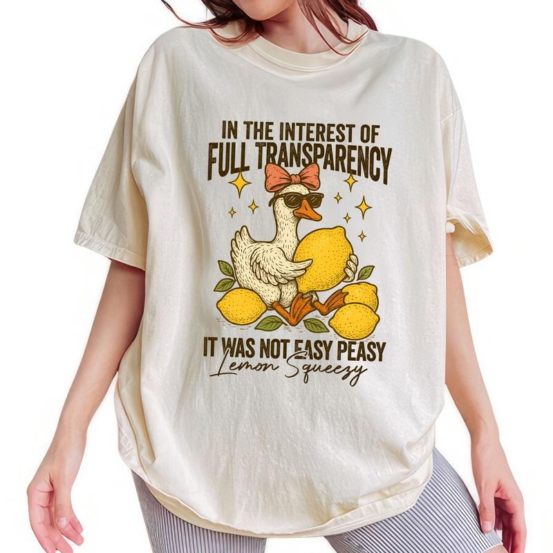 ChicCotton It Was Not Easy Peasy Lemon Squeezy Comfort Colors Shirt, Funny Sarcastic Goose T-shirt, Lemon Humor Summer Tops, Womenswear Comfort Fit