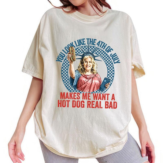 ChicCotton Retro You Look Like The 4th Of July Comfort Colors Shirt, Movie Patriotic Lovers T-shirt, Funny Independence Day Vintage Graphic Tee