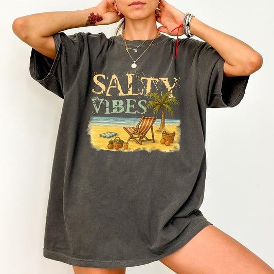 ChicCotton Salty Vibe Comfort Colors Shirt, Summer Beach Vibes T-shirt, Funny Summer Graphic Tee, Salty Soul Clothing, Gift For Her