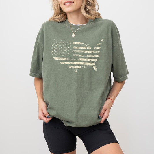 ChicCotton Vintage America Flag Comfort Colors Shirt, Vintage Patriot T-shirt, Retro America Pride Graphic Tee, Independence Day Shirt