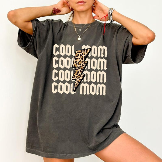 ChicCotton Vintage Cool Mom Comfort Colors Shirt, Mom Life T-shirt, Thunder Mama Graphic Tee, Retro Leopard Mama Clothing, Gift For Mom