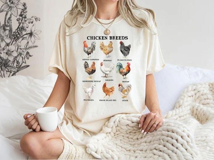 Chicken Breeds Tee, Funny Chicken Shirt, Girl Shirt, Chicken Mom Shirt, Farm Girl Tshirt