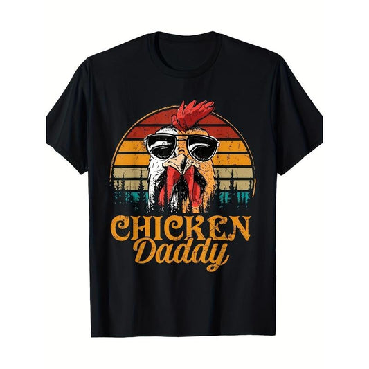 Chicken Dad Vintage Poultry Farmer Fun Father's Day Man 220g 100% Cotton T-shirt made in usa
