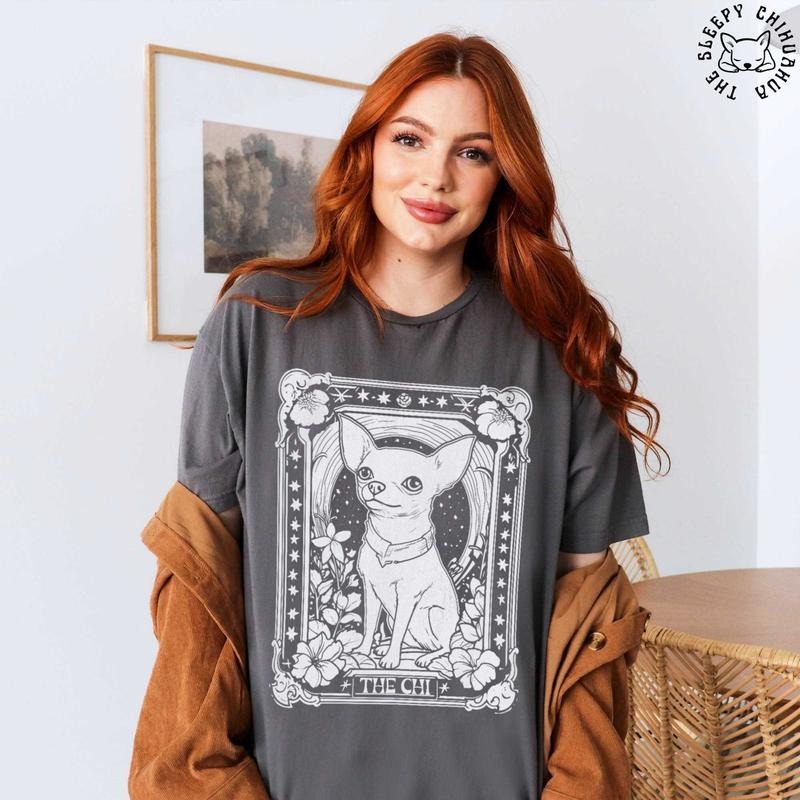 Chihuahua Tarot Card T-Shirt, Chihuahua Mom tshirt, Chihuahua Dad Shirt, Cute Chihuahua Lover Shortsleeve Tee, Chihuahua Owner Gift Shirt