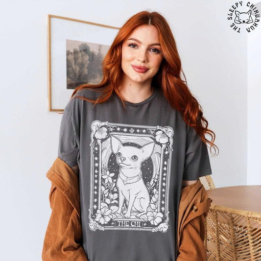 Chihuahua Tarot Card T-Shirt, Chihuahua Mom tshirt, Chihuahua Dad Shirt, Cute Chihuahua Lover Shortsleeve Tee, Chihuahua Owner Gift Shirt