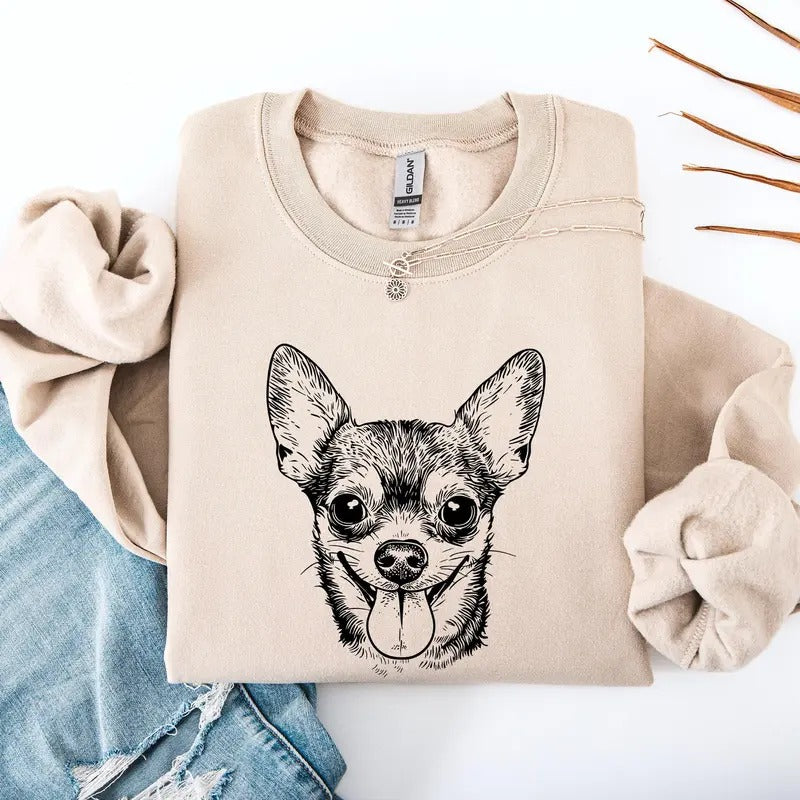 Chihuahua, Dog Lover Apparel, Pet, Dog Breed, Cute Sweatshirt, Crew Neck, Women's, Crewneck