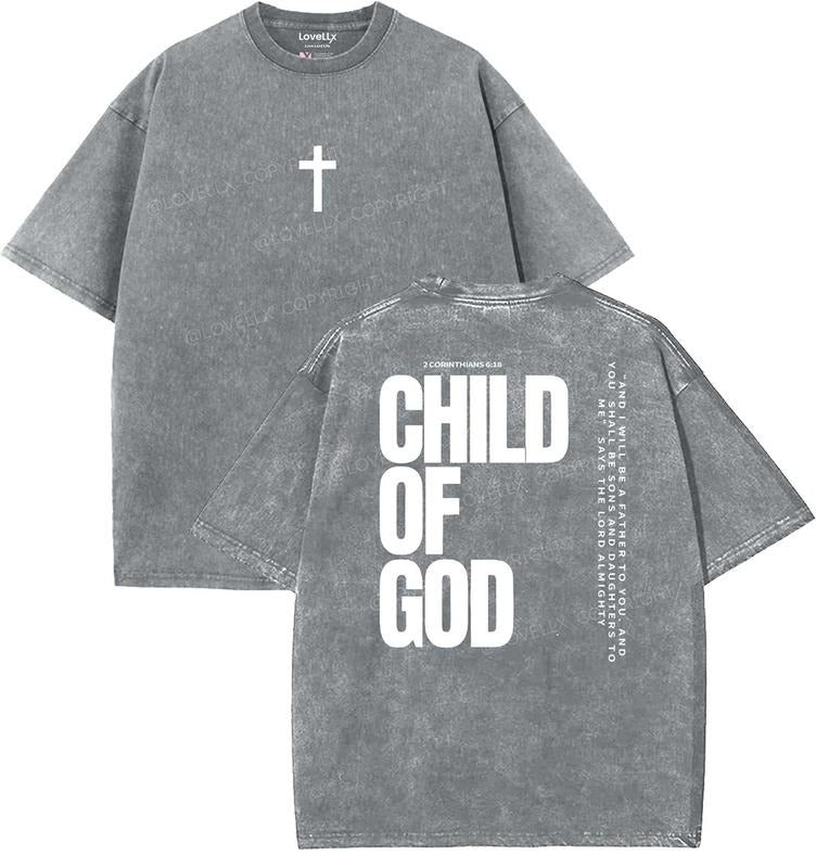 Child Of God Unisex Washed T-Shirt, Christian t shirts, Vintage 90s Graphic Tee, Gift Top Womenswear Cotton