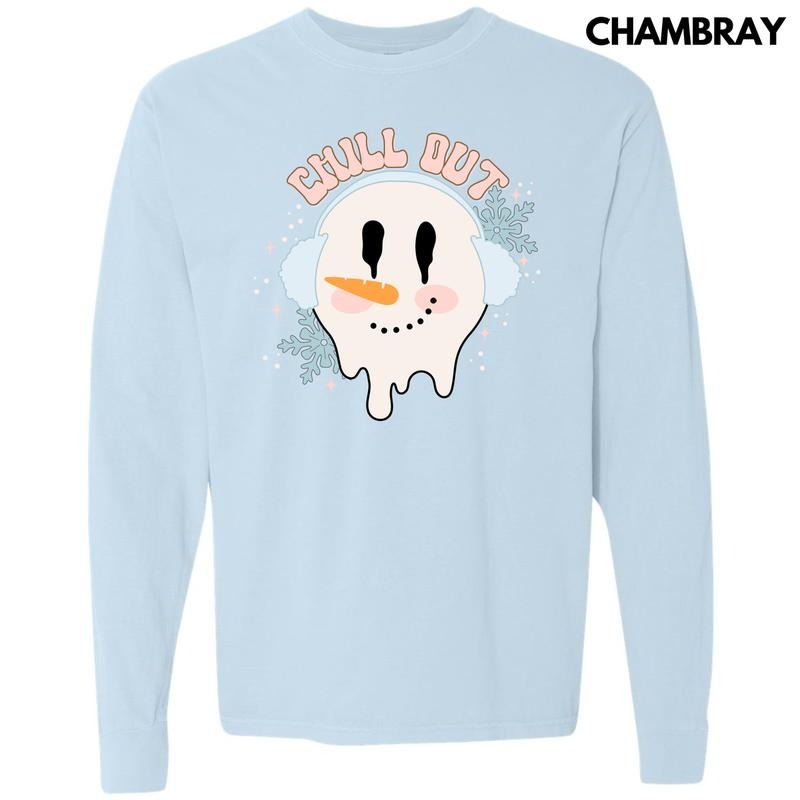 Chill Out Snowman Long Sleeve Comfort Colors T-Shirt 'NLB'