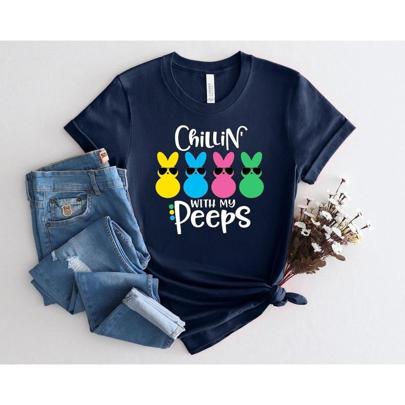 Chilling With My Peeps T-Shirt, Easter Day sweatshirt, Easter Bunny hoodie, Easter Peeps Shirt, Kids Easter Shirt, Easter Family Shirt, Happy Easter gildan tee