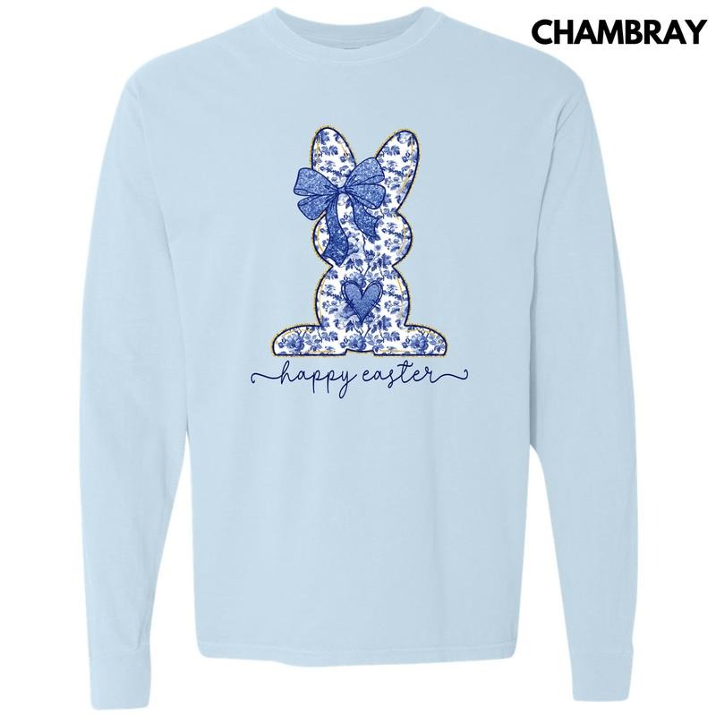 Chinoiserie Happy Easter Long Sleeve Comfort Colors T-Shirt 'NLB'