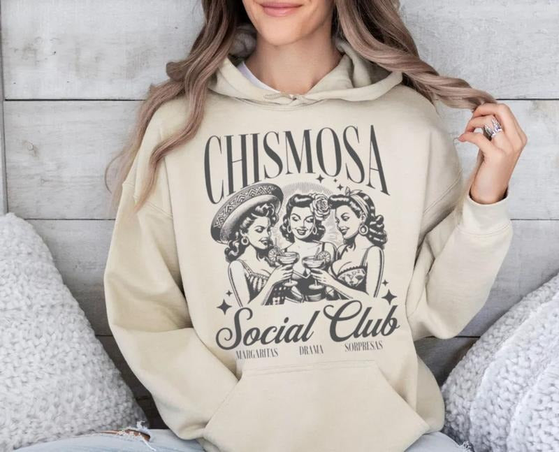 Chismosa Social Club Shirt, Latina Chisme Tee Mexicana Gift Latinx Funny Sweathshrt, Hispanic Trendy Retro Mexican Margarita Cafe, Unisex Sweater Tee