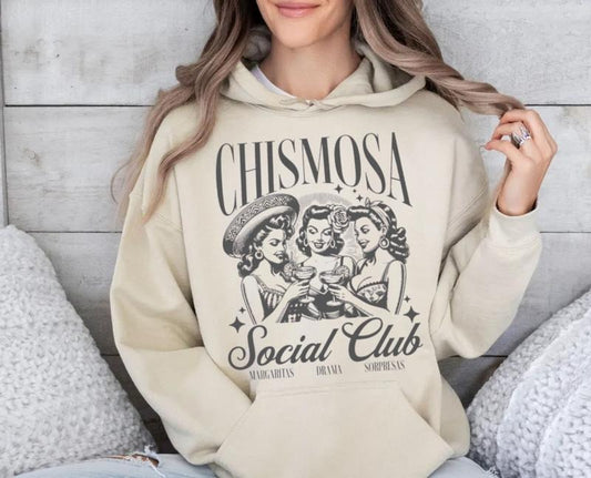 Chismosa Social Club Shirt, Latina Chisme Tee Mexicana Gift Latinx Funny Sweathshrt, Hispanic Trendy Retro Mexican Margarita Cafe, Unisex Sweater Tee