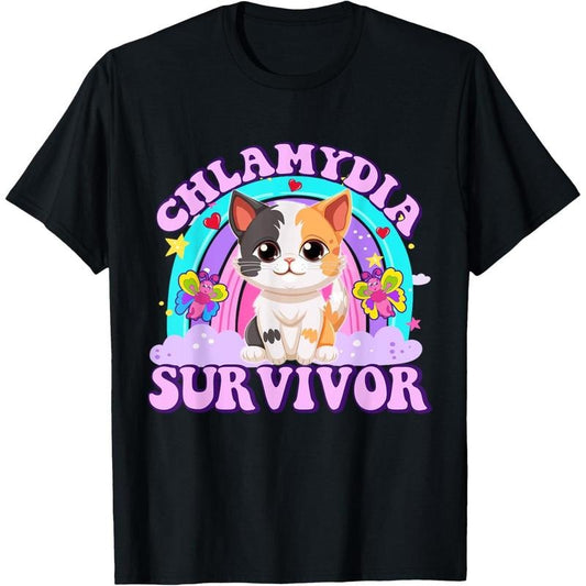 Chlamydia Survivor Cat Meme Funny Shirts for Men Adult Humor T-Shirtmade in us  made in us