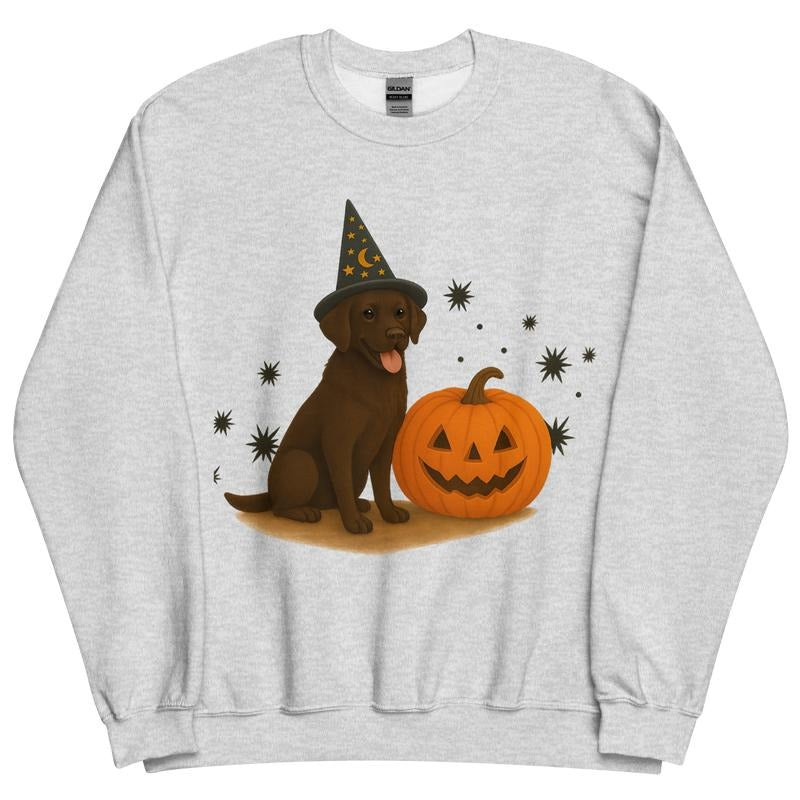 Chocolate Lab Halloween Witchy Dogs Sweatshirt ~ Unisex Apparel Relaxed Fit Printed In The USA Clothing Womenswear Casual Comfort Cotton Top Athletic Boho Chic