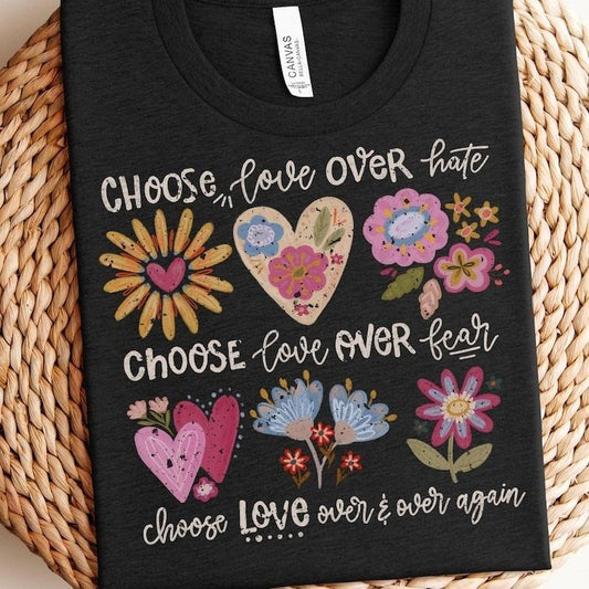 Choose love boho floral, flowers, peace, inspirational, kindness, t shirt, sublimation design, spring, trendy