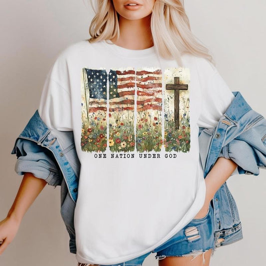 Christian 4th of July Shirt, 4th of July Christian Patriotic Graphic Tee, Faith and Freedom Shirt, American Flag Cross Shirt