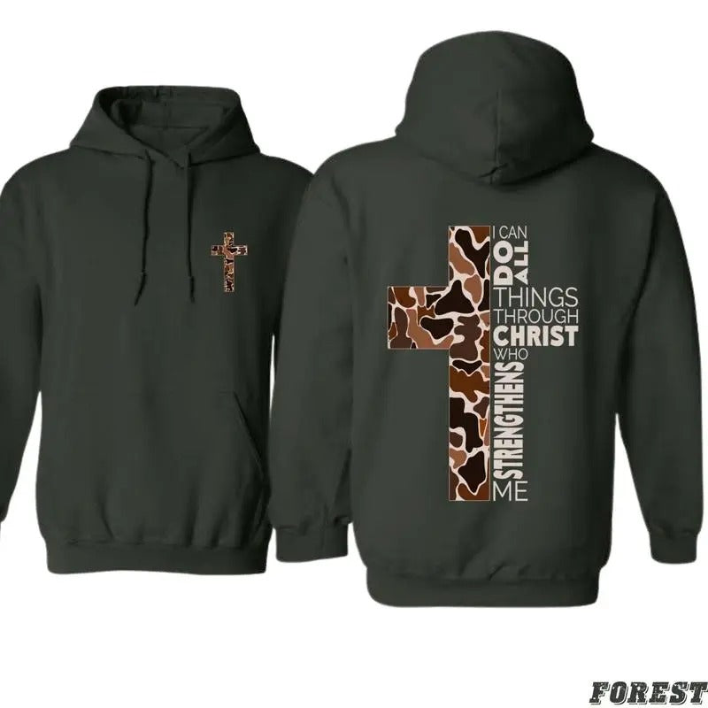 Christian Camo Cross Hoodie, Perfect for Faithful Believers and Outdoorsmen, Cozy Hoodie Everyday, For Men, Women Classic Menswear