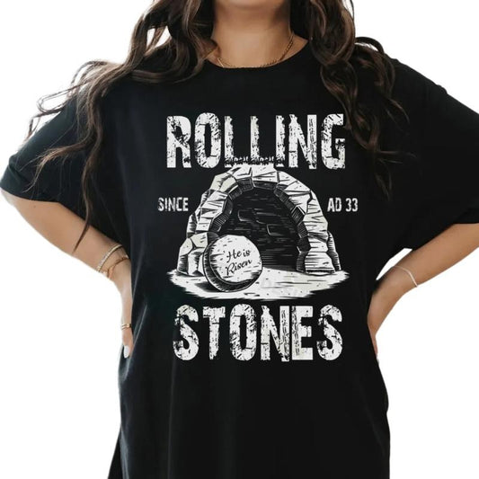 Christian Easter Rolling Stones Tshirt, Retro Easter Christian Jesus Shirt, Since Ad 33 Tee, Jesus Christian Shirt, Unisex Short Sleeve Tee, Casual Clothing
