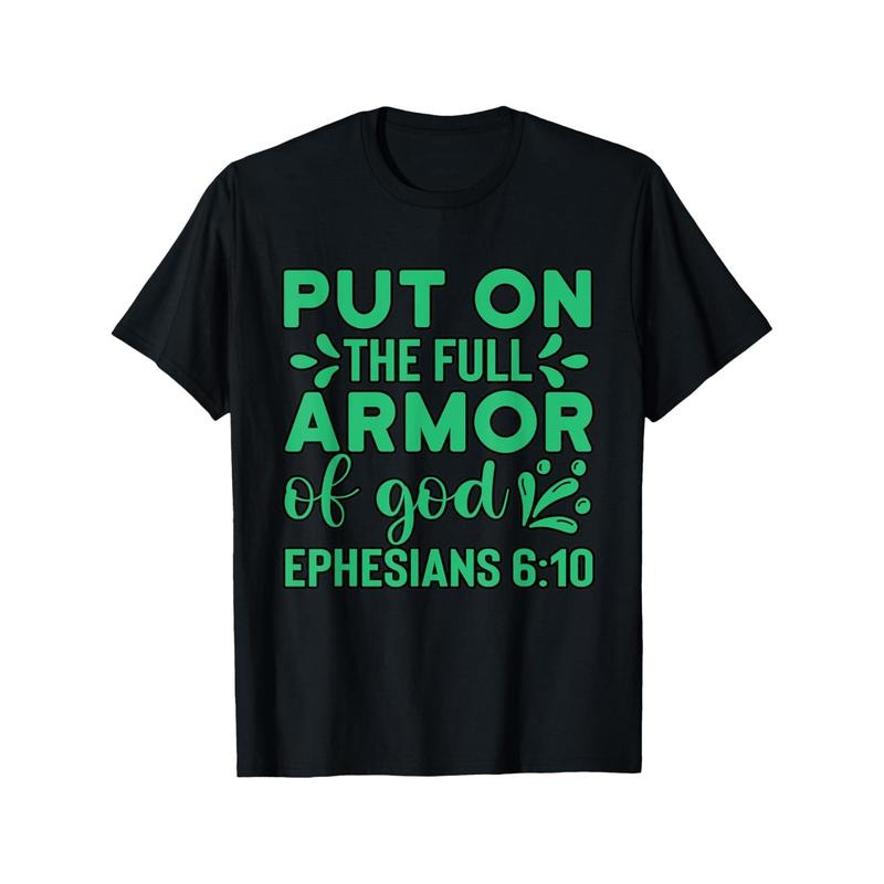 Christian Motivation Armor of God Ephesians 6-11 Jesus Loves T-Shirt men's personality design Black T-shirt 220g made in usa