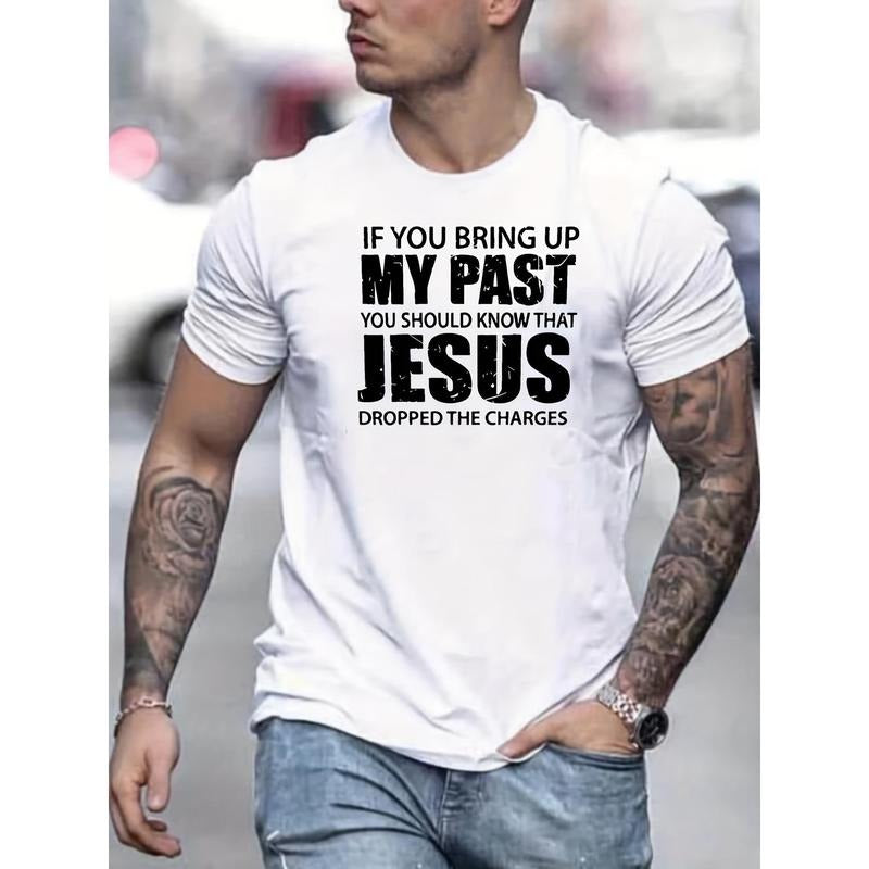 [Christian Slogan Tee] Comfy Christian Slogan Graphic Tee - Men's Slightly Stretch Print T-shirt, Summer Clothes, Outfits Made in USA