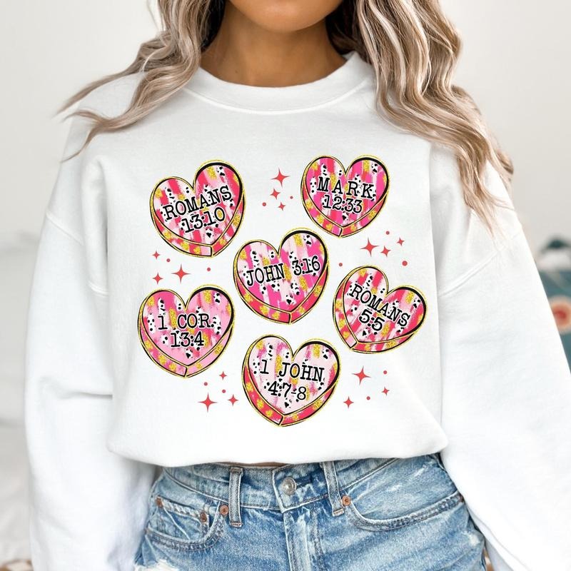 Christian Valentines Sweatshirt, Love Like Jesus Sweatshirt, Brushstroke Valentine Hearts Sweatshirt, Valentines Day Sweatshirt, Bible Verse Sweatshirt, Glitter, Loved Sweatshirt