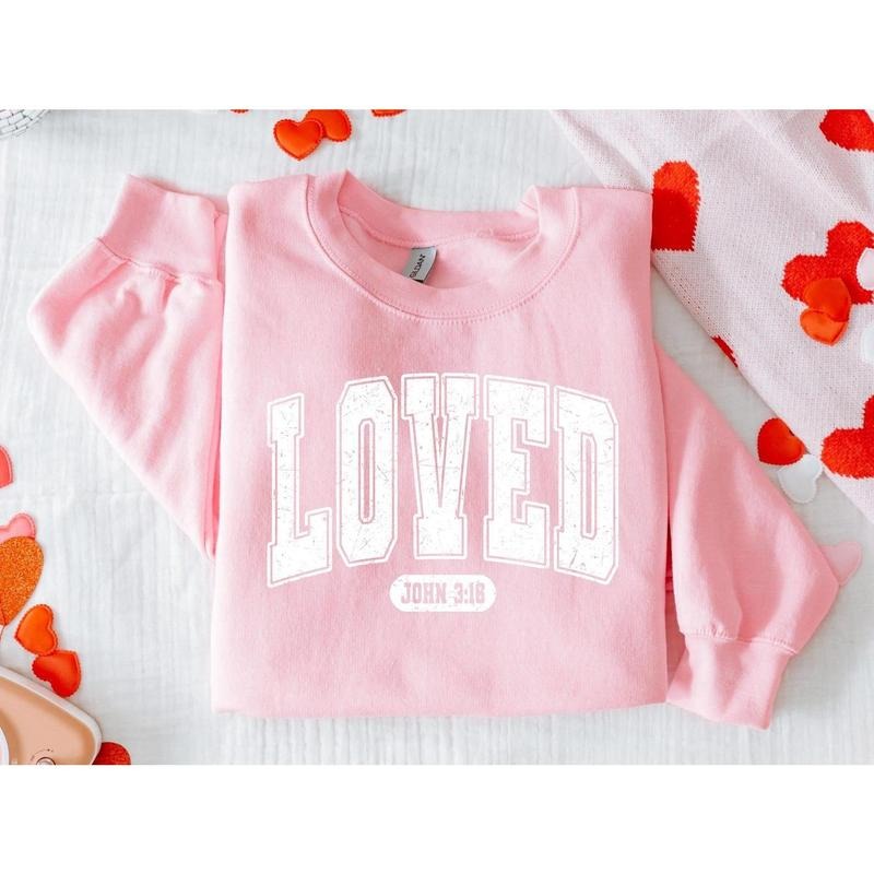 Christian Valentines Sweatshirt, Loved tee, Christian Valentines Day Sweater, Jesus Valentines, Bible Verse Faith Sweatshirt Gift
