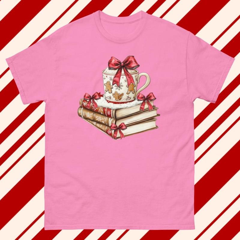 Christmas Books Gildan T-shirt - Gildanshirt Comfort Colors Shirt Unisex Apparel Relaxed Fit Printed In The USA Clothing Womenswear Casual Comfort Cotton Top Athletic Boho Chic