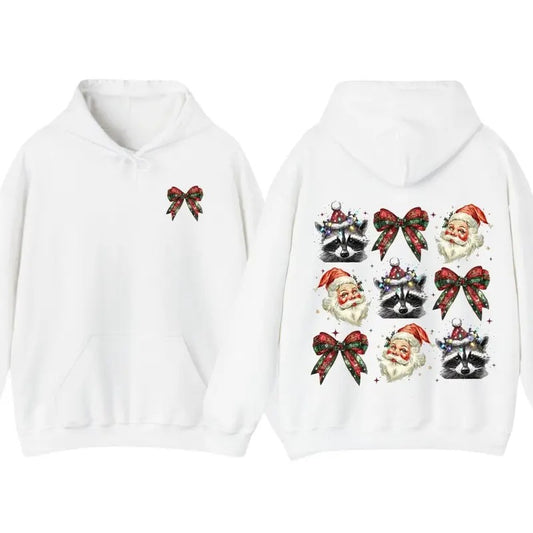Christmas Bow 2 SIDE Hoodie, Comfort Color, Christmas Hoodie, Women's Classic Cotton