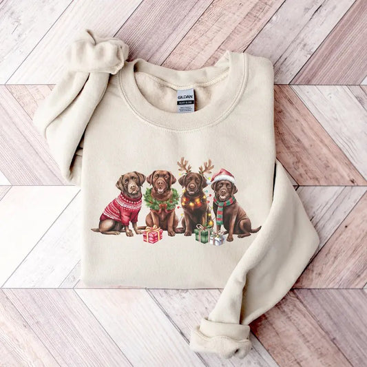 Christmas Brown Labrador Dog Sweatshirt, Xmas Chocolate Lab Shirt, Dog Mom Tee, Dog Lover Gift, Funny Holiday Shirt