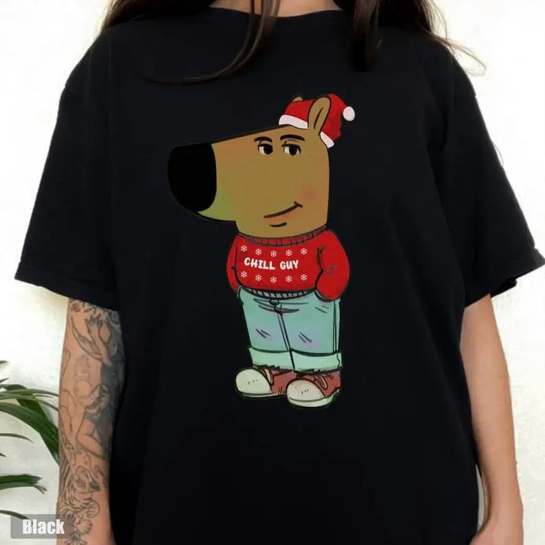 Christmas Chill Guy Shirt Shirt, Chill Guy Christmas Shirt, Funny Dog Cartoon Shirt, Tiktok Meme, Chill Guy Shirt, I'm Just A Chill Guy Meme Gift