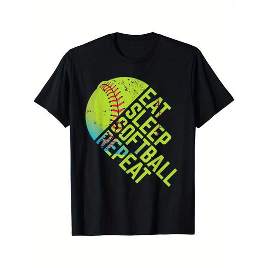 Christmas Christmas Eat, Sleep, Softball, Loops, Funny Baseball and Players Sports Jokes T-Shirts Men's T-Shirts made in usa