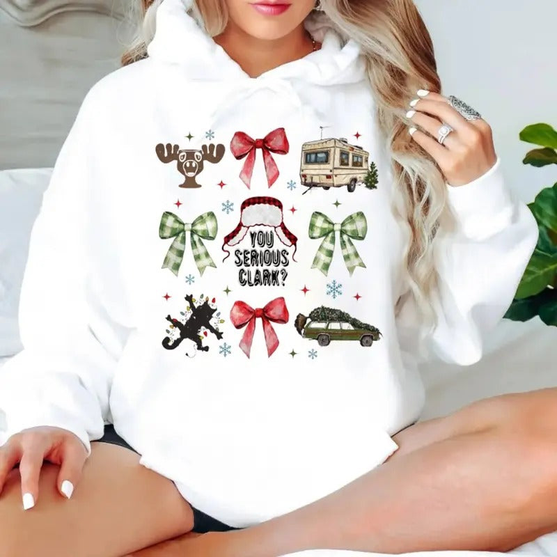 Christmas Coquette Bow Shirt, Funny Christmas Bow Hoodie, Retro Coquette Xmas, Unisex Sweater Pullover Tee