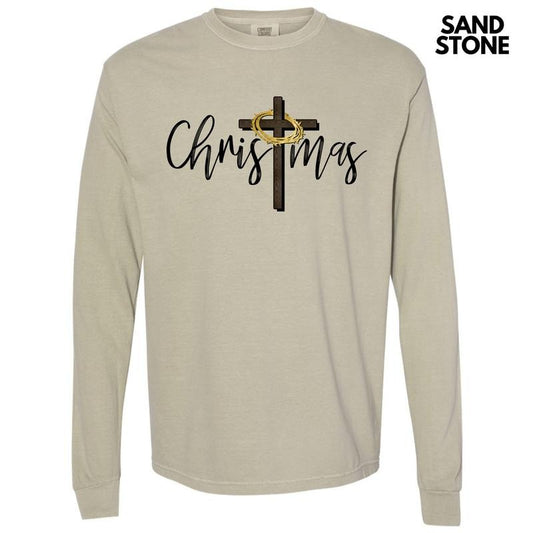 Christmas Cross Long Sleeve Comfort Colors T-Shirt 'NLB'