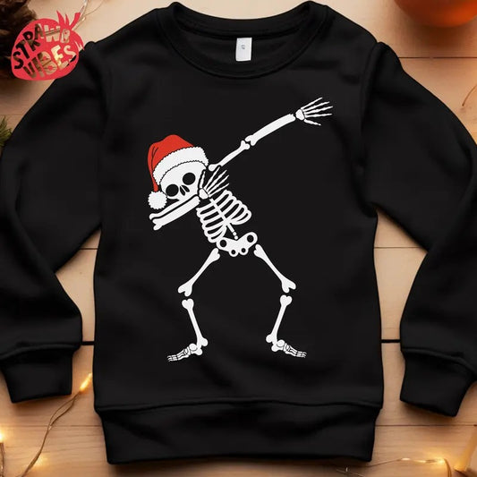 Christmas Dab Skull Shirt Dabbing Skeleton with Santa Hat, Dance Christmas Party Shirt, Skeleton Santa Shirt, Xmas Funny Skeleton Tee