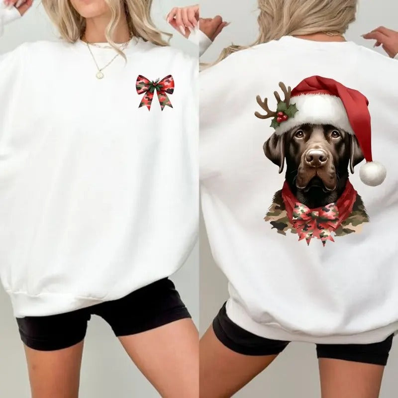 Christmas Dog Hunting Coquette Camo Sweatshirt, T - Shirt, Hoodie, Merry Woofmas Sweatshirt, Dog Hunting Coquette Bow Sweatshirt for Men, for Women