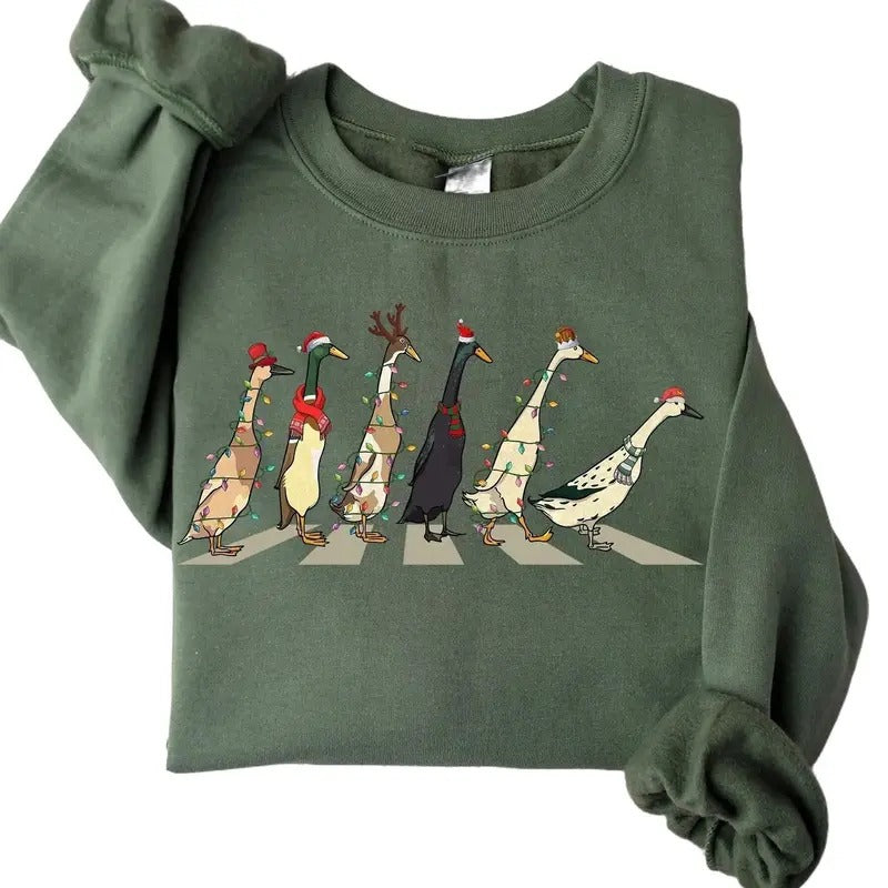 Christmas Ducks Sweatshirt, Duck Christmas Shirt For Women, Funny Animals Christmas Sweatshirt, Farm Lover Gift, Funny Christmas Shirt