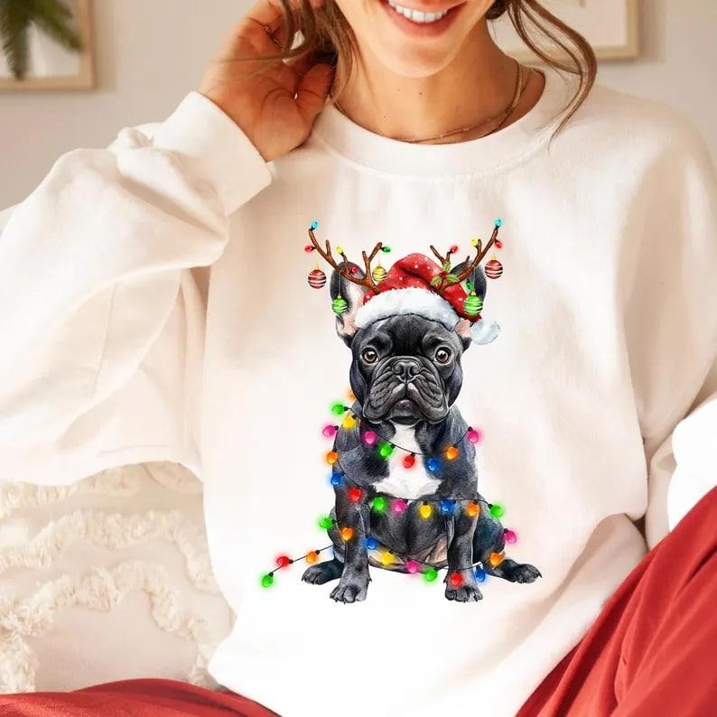 Christmas French Bulldog Sweatshirt, French Bulldog Shirt Christmas Dog Shirt Gift For Dog Lover