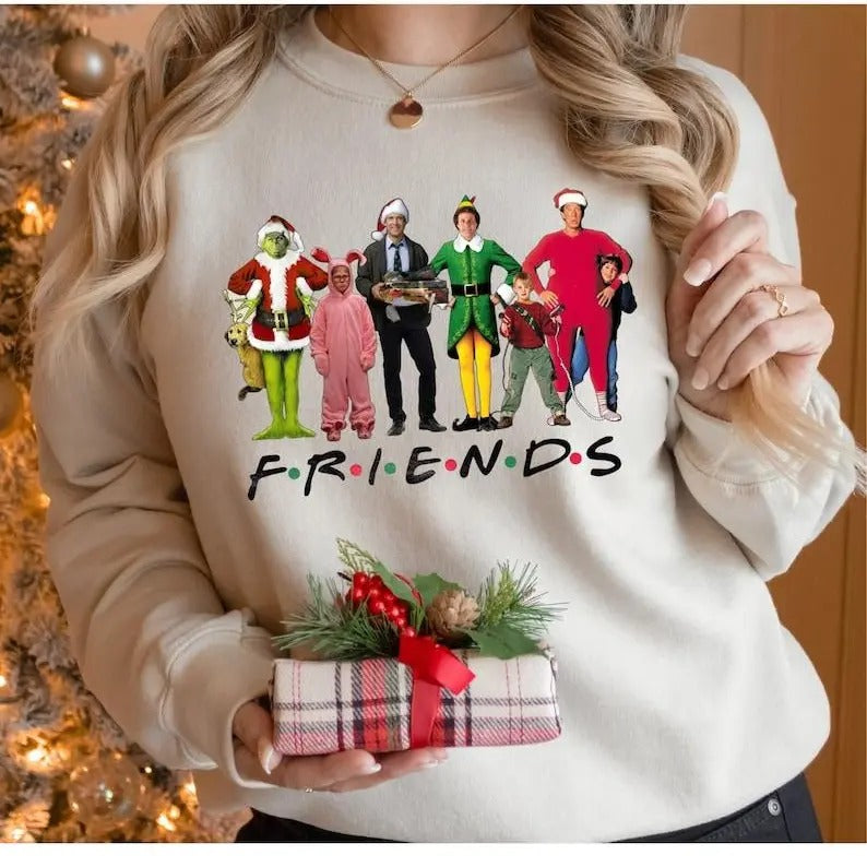 Christmas Friendsss Movie Characters Sweatshirt, Friendsss Movie Christmas Shirt, Vintage Movie Tee Shirt, Christmas Gift Sweater