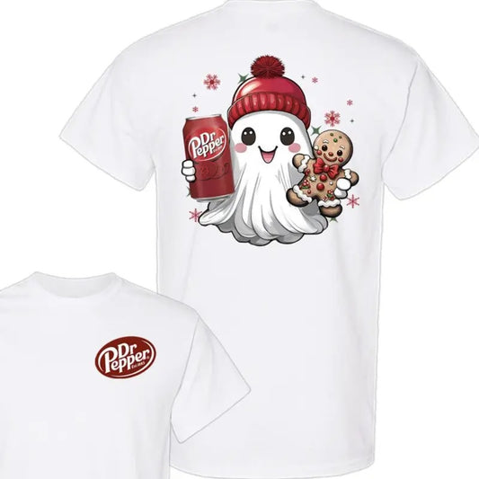 Christmas Ghost Dr Pepper Shirt, Spooky Christmas Shirt, Goth Christmas Shirt, Holiday Spirit Shirt, Dr Pepper Lover, Dr Pepper Gift, Gift for Girlfriend, Tee Print