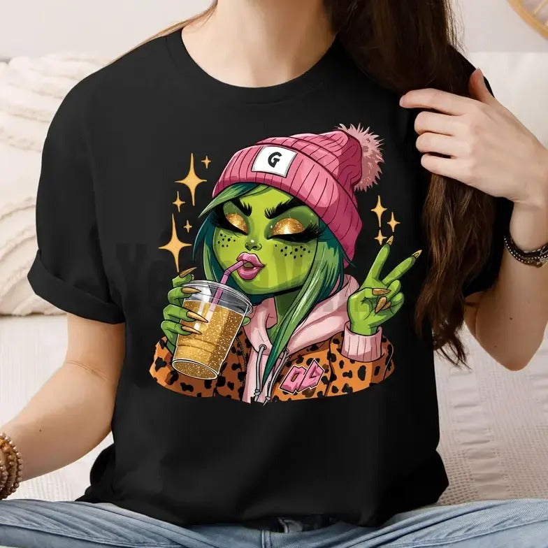 Christmas Girl Cute Boujee Shirt, Grinchy Lady Shirt, Greenmas Shirt, Funny Grinchy Shirt