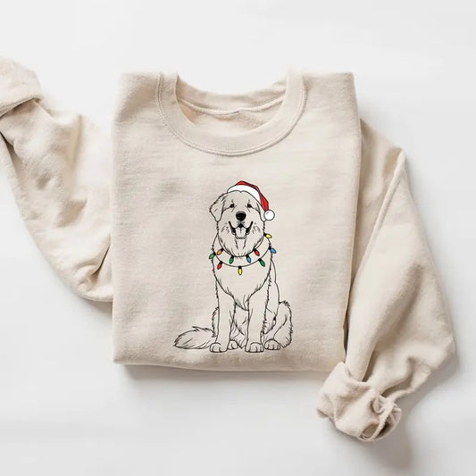 Christmas Great Pyrenees Sweatshirt | Santa Pyrenees Sweater | Christmas Light Pyrenees Crewneck | Great Pyrenees Lover | Dog Mom Xmas Gift