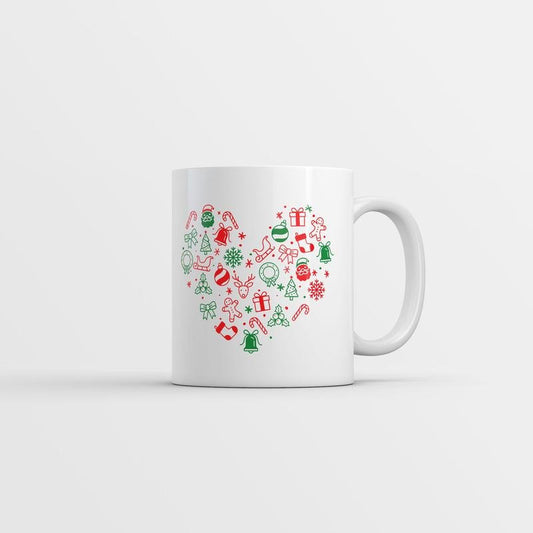 Christmas Heart Mug Funny Cute Holiday Graphic Novelty Coffee Cup-11oz Funny Coffee Mugs Ceramic Printed Drinkware Cup