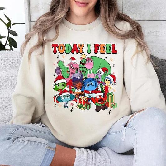 Christmas Inside Out 2 Today I Feel Sweatshirt, Mental Health Shirt, Inside Out 2shirt, Emotional support Tee