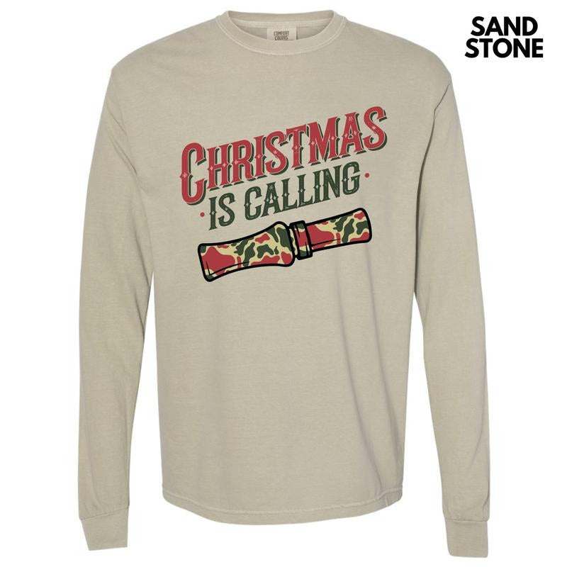 Christmas Is Calling Long Sleeve Comfort Colors T-Shirt 'NLB'