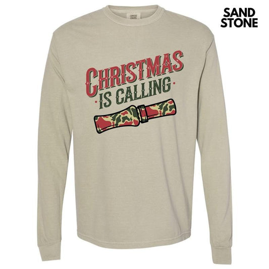 Christmas Is Calling Long Sleeve Comfort Colors T-Shirt 'NLB'