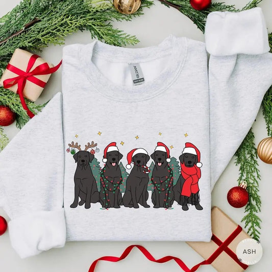 Christmas Labrador Retriever Sweatshirt, Black Lab Dog Shirt, Christmas Labrador Sweater, Dog Lover Gift, Lab Mom Crewneck, Santa Holiday