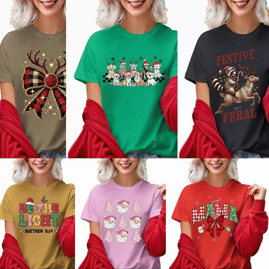 Christmas Mystery Bundles- T-shirt and Sweatshirt options unisex and plus size options you chose design category we pick the rest Winter Womenswear Comfort Cotton