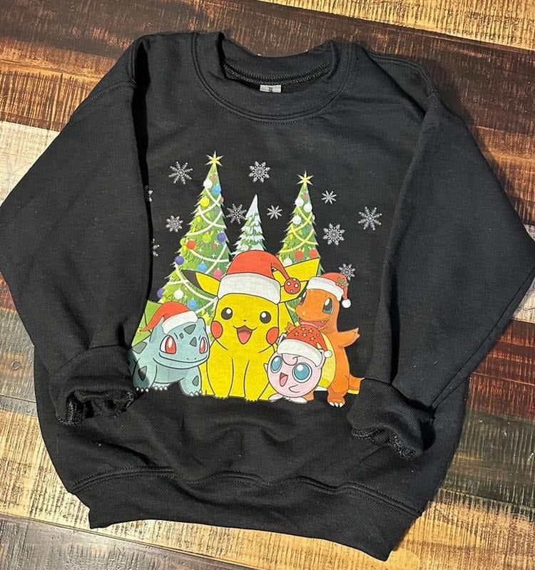 Christmas Pokemon Sweatshirt, Christmas Shirts for Anime Lovers, 90's Pokemon Lovers Christmas SweatShirt, Christmas Gifts For Pokemon Lovers, Pokémon Christmas Sweatshirt, Bulbasaur Christmas Shirt, Pikachu Christmasstyle{n002}2